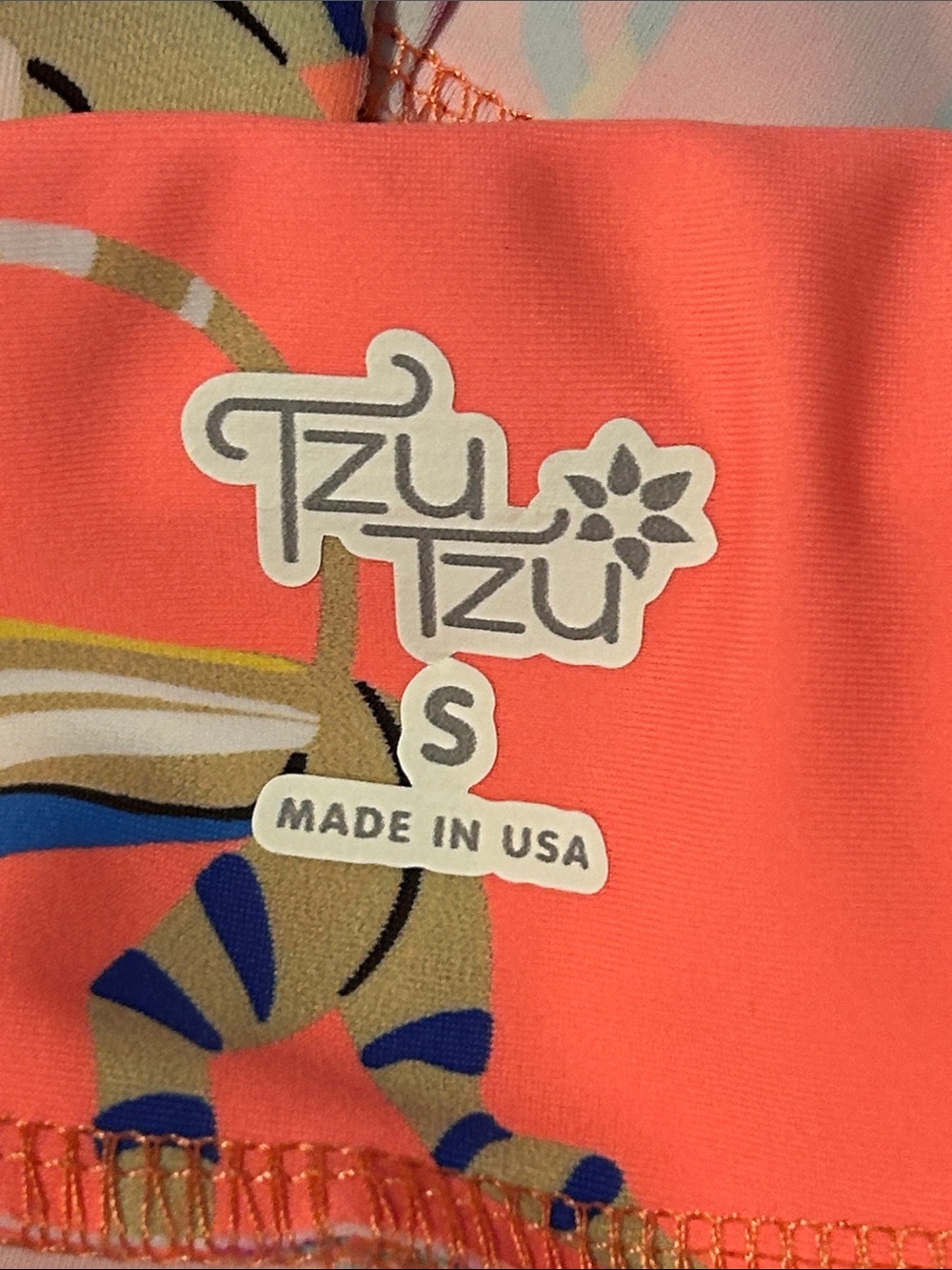 Tzu Tzu Coral Mini Skirt with Multicolor Monkey Motif - Picture 5 of 6